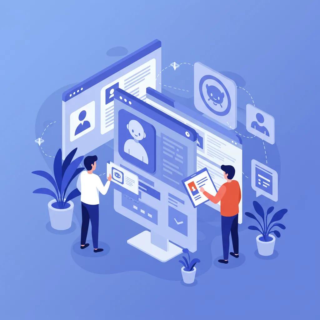 Digital interface showcasing AI elements and human oversight in ethical communication